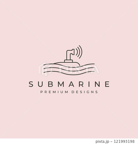 submarine and wave icon logo vector symbol line art illustration design 121993198