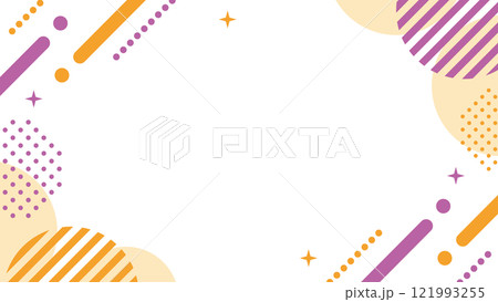 幾何学 フレーム  メンフィス 紫 オレンジ ハロウィンカラー ベクター 幾何学 フレーム  メンフィス 紫 オレンジ ハロウィンカラー ベクター 121993255