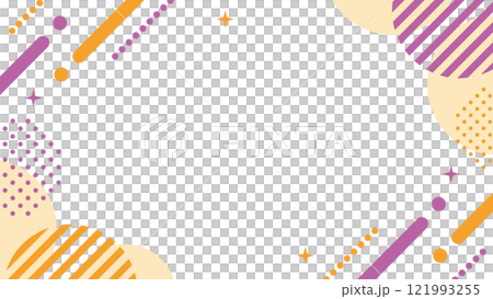 幾何学 フレーム  メンフィス 紫 オレンジ ハロウィンカラー ベクター 幾何学 フレーム  メンフィス 紫 オレンジ ハロウィンカラー ベクター 121993255