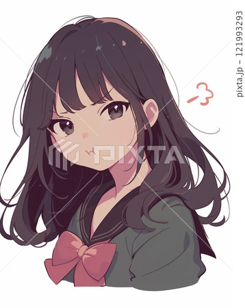 頬を膨らませて怒る女子高生 121993293