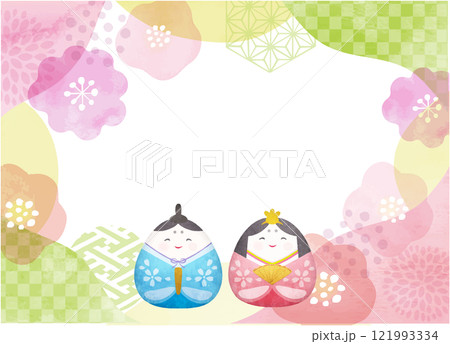 水彩タッチのかわいい雛祭りの背景素材 水彩タッチのかわいい雛祭りの背景素材 121993334