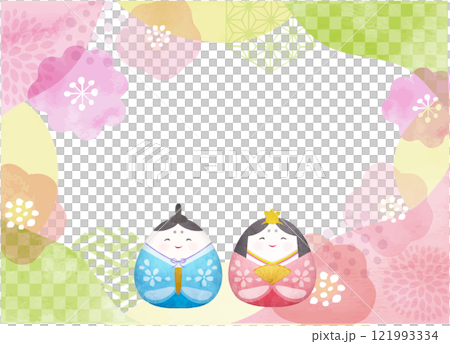 水彩タッチのかわいい雛祭りの背景素材 水彩タッチのかわいい雛祭りの背景素材 121993334
