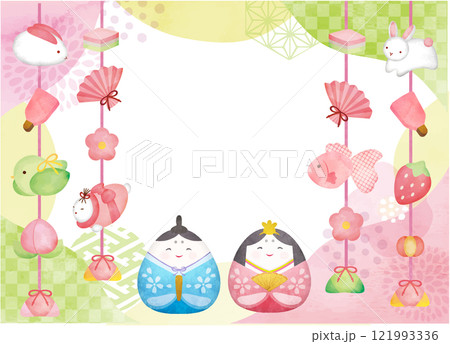 水彩タッチのかわいい雛祭りの背景素材 121993336