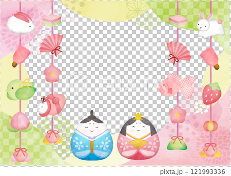 水彩タッチのかわいい雛祭りの背景素材 121993336