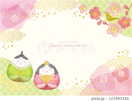 水彩タッチのかわいい雛祭りの背景素材 水彩タッチのかわいい雛祭りの背景素材 121993380
