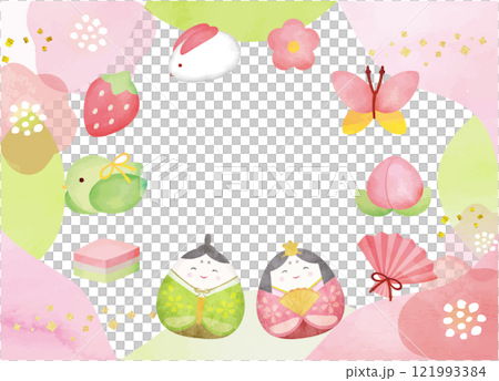 Cute watercolor Hinamatsuri frame material 121993384