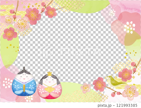 Cute watercolor Hinamatsuri background material 121993385