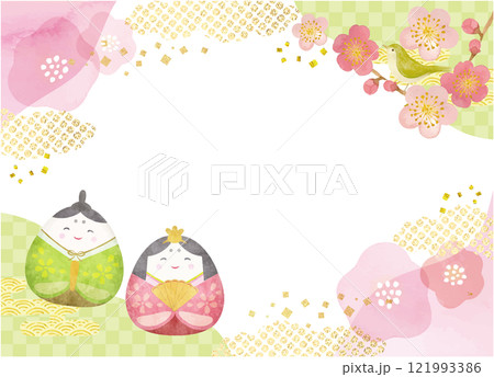 水彩タッチのかわいい雛祭りの背景素材 水彩タッチのかわいい雛祭りの背景素材 121993386