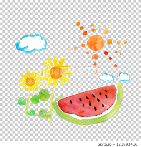 水彩イラスト　夏のイメージイラスト 121993416