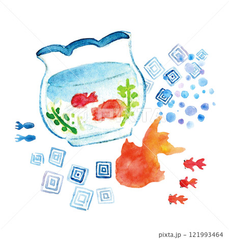 水彩イラスト　夏のイメージイラスト 121993464