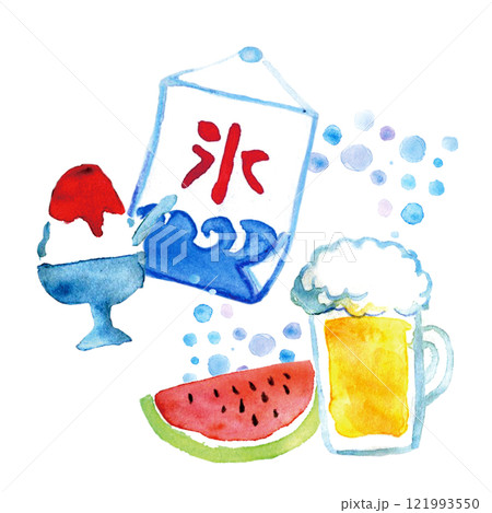 水彩イラスト　夏のイメージイラスト 121993550