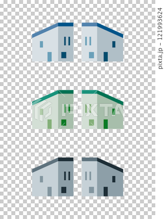 横から見た一軒家の建物のイラスト 121993624