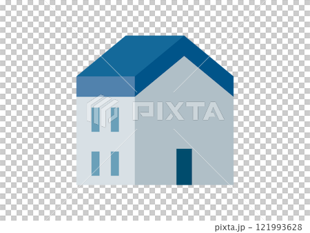 從側面看房屋建築的插圖 121993628