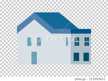 Illustration of a single-family home building seen from the side 121993631