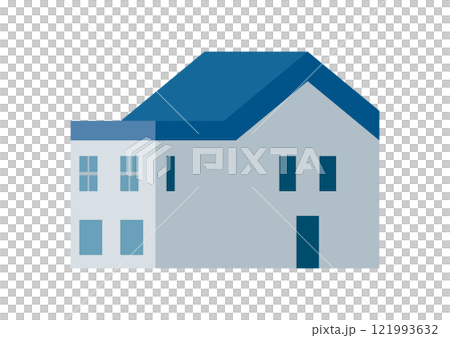 Illustration of a single-family home building seen from the side 121993632