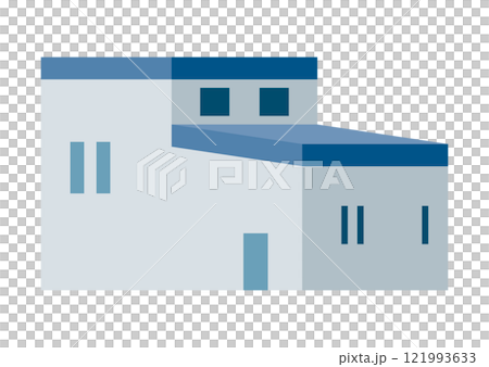 Illustration of a single-family home building seen from the side 121993633