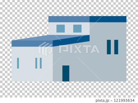 Illustration of a single-family home building seen from the side Illustration of a single-family home building seen from the side 121993634