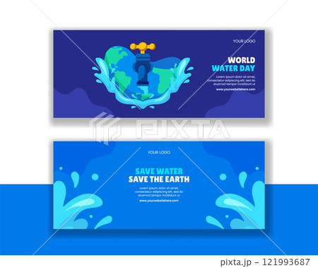 Flat Style World Water Day Background Illustration for Horizontal Banner 121993687