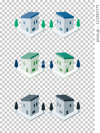 從上方看一棟單戶建築的插圖 121993775