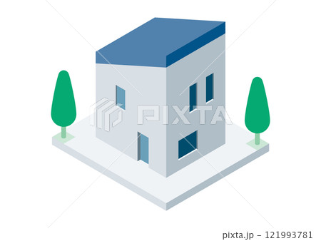 俯瞰で見た一軒家の建物のイラスト 俯瞰で見た一軒家の建物のイラスト 121993781