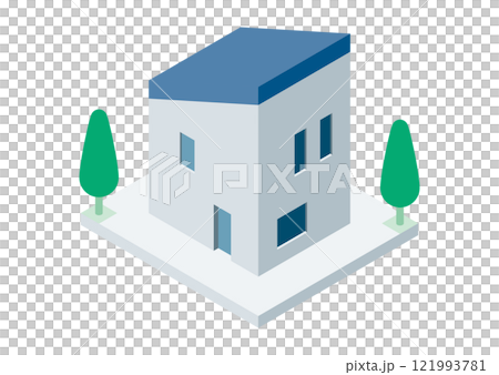 俯瞰で見た一軒家の建物のイラスト 俯瞰で見た一軒家の建物のイラスト 121993781