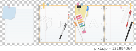 A set of loose-leaf paper with simple lines, notebooks, and stationery A set of loose-leaf paper with simple lines, notebooks, and stationery 121994364