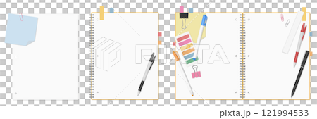 簡單的普通活頁、筆記本和文具套裝 121994533