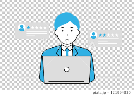 A businessman who is troubled by his company's low online ratings 121994830