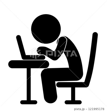 ビジネスシーン　姿勢の悪いビジネスン　ピクトグラム 121995178