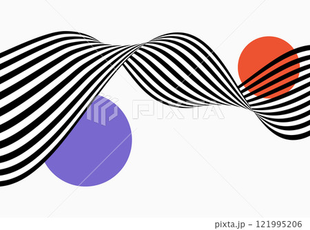 Black and white wave. Abstract wave design with optical illusion. Abstract geometric background. 121995206