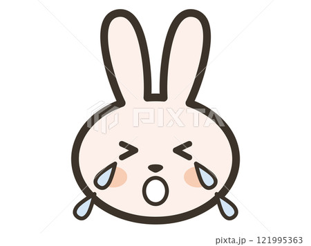 泣き叫ぶかわいいうさぎさんの顔アイコンイラスト 121995363