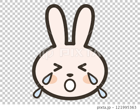 Crying cute rabbit face icon illustration 121995363