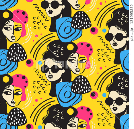 Abstract Multicolored Spots Seamless Pattern 121995889