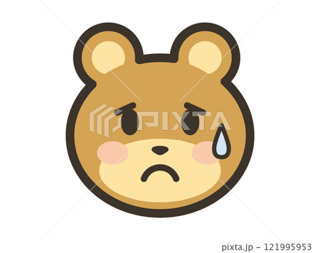 困り果てた表情のかわいいくまさんの顔のアイコンイラスト 121995953