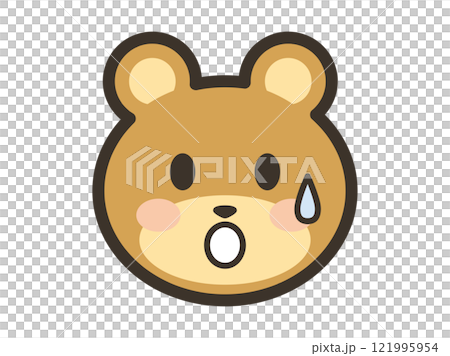 焦って冷や汗をかくかわいいくまさんの顔のアイコンイラスト 焦って冷や汗をかくかわいいくまさんの顔のアイコンイラスト 121995954