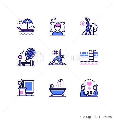 Relaxation and activities - line design style icons set 121996060