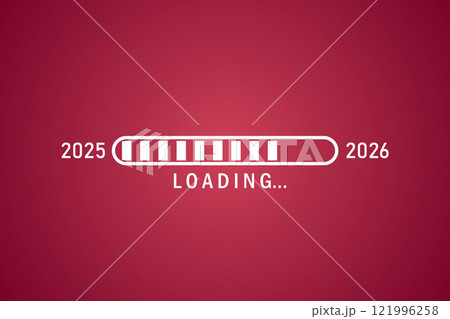 2025 to 2026 loading bar on red background 2025 to 2026 loading bar on red background 121996258