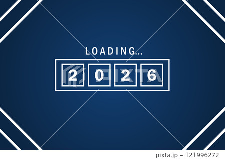 New Year 2026 loading bar on blue background 121996272