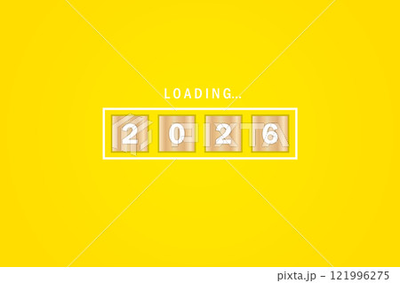 Loading bar of 2026 isolated on yellow background 121996275