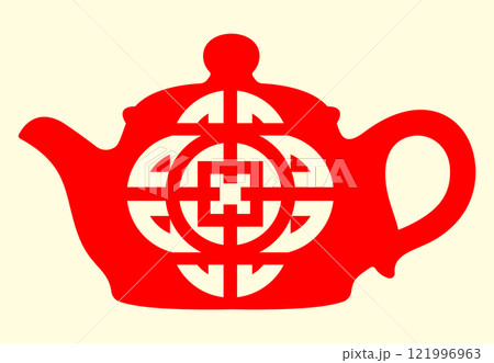 Red teapot with intricate geometric design Red teapot with intricate geometric design 121996963