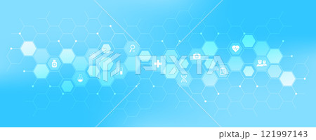 Medical background and healthcare technology with flat icons and symbols. Concept and idea for health care business, innovation medicine, health safety, science, medical research, and development. Medical background and healthcare technology with flat icons and symbols. Concept and idea for health care business, innovation medicine, health safety, science, medical research, and development. 121997143