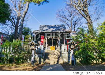 東京都大田区　千束八幡神社　拝殿　源頼朝と名馬・池月（いけづき）伝承の神社 121997271