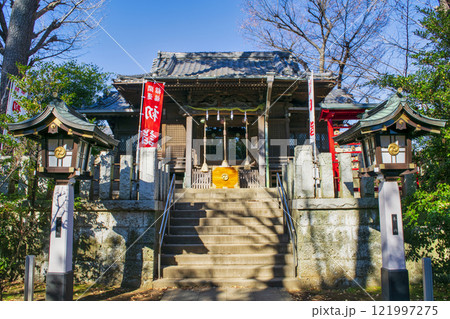 東京都大田区　千束八幡神社　拝殿　源頼朝と名馬・池月（いけづき）伝承の神社 121997275