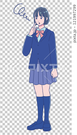 動漫風格女學生穿校服 121997299