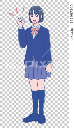 学校の制服を着たアニメ調の女子生徒 121997300