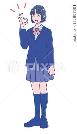 学校の制服を着たアニメ調の女子生徒 学校の制服を着たアニメ調の女子生徒 121997301