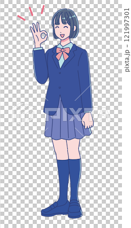 学校の制服を着たアニメ調の女子生徒 学校の制服を着たアニメ調の女子生徒 121997301