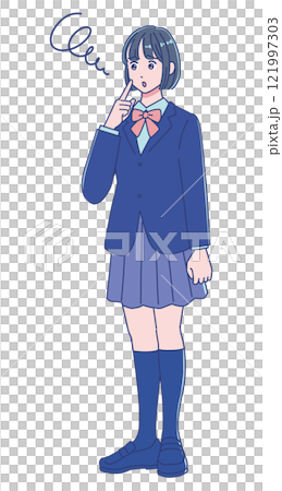 学校の制服を着たアニメ調の女子生徒 121997303