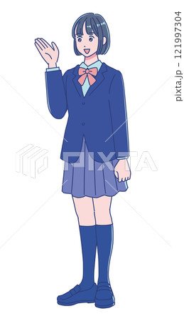 学校の制服を着たアニメ調の女子生徒 学校の制服を着たアニメ調の女子生徒 121997304