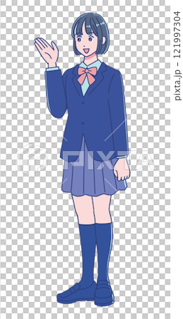 学校の制服を着たアニメ調の女子生徒 学校の制服を着たアニメ調の女子生徒 121997304